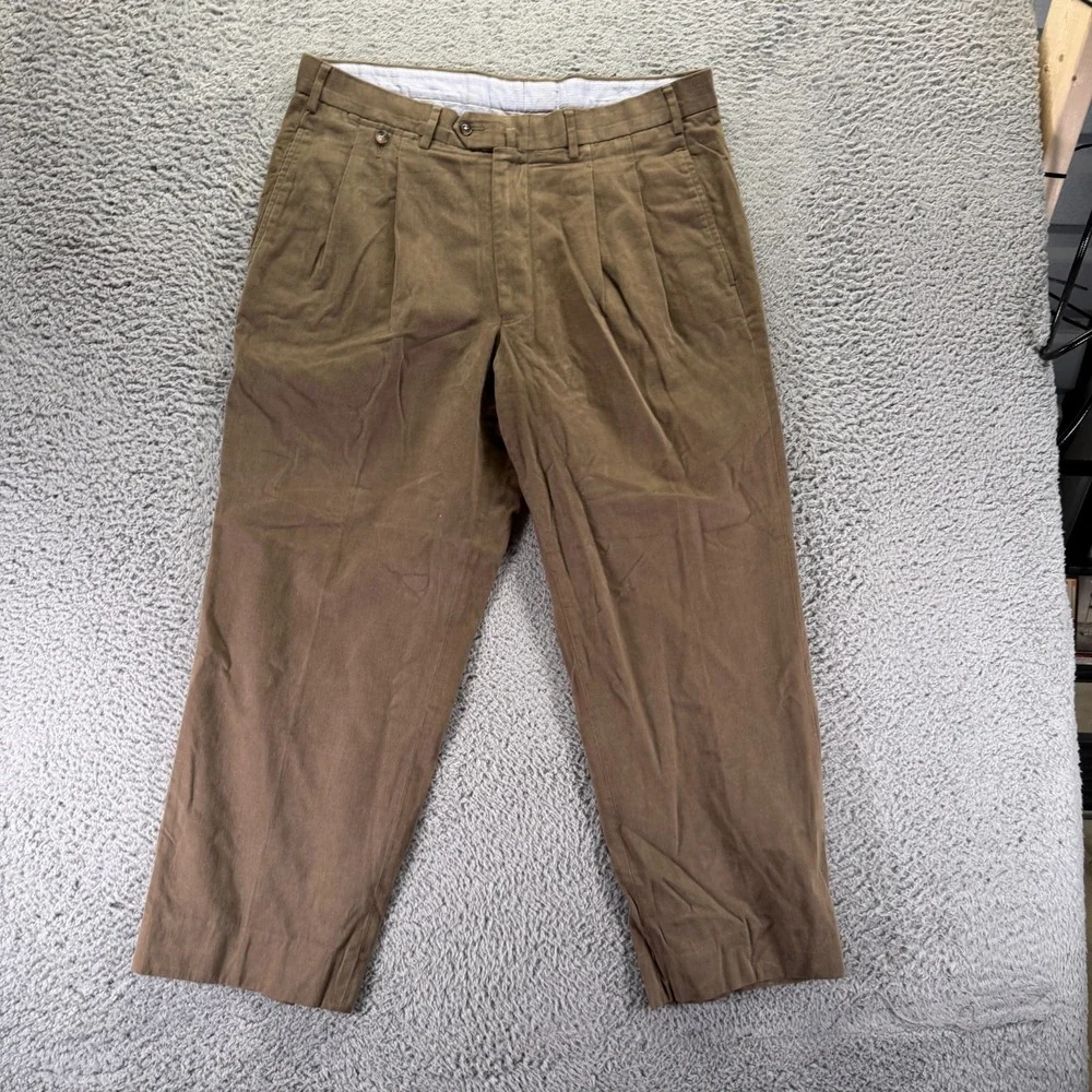 Façonnable Pant Mens 38x28 Brown Cotton Dress Straight Business Preppy Office